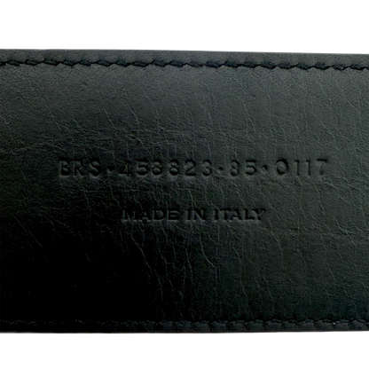 Saint Laurent Cassandre Gürtel 80 mit quadratischer Schnalle Schwarz / sehr gut Echtheitscheck