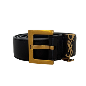 Saint Laurent Cassandre riem 80 met vierkante gesp zwart