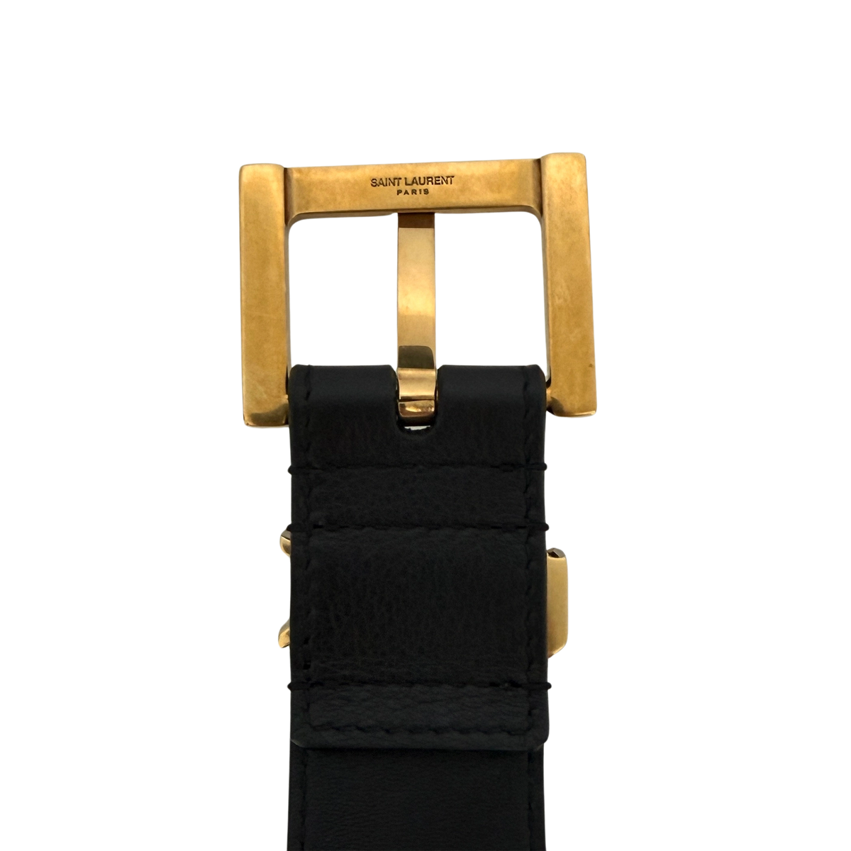 Saint Laurent Cassandre Gürtel 80 mit quadratischer Schnalle Schwarz / sehr gut Echtheitscheck