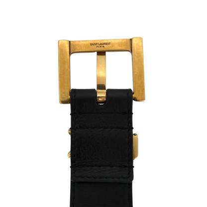 Saint Laurent Cassandre Gürtel 80 mit quadratischer Schnalle Schwarz / sehr gut Echtheitscheck