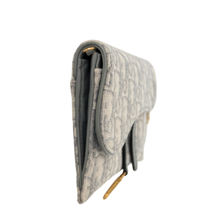 Dior kleine Saddle Pouch mit Kette Dior Oblique Jacquard Grau Fullset / neuwertig Dior