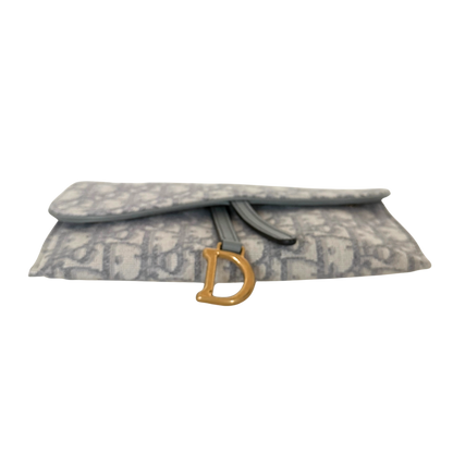 Dior kleine Saddle Pouch mit Kette Dior Oblique Jacquard Grau Fullset / neuwertig Dior