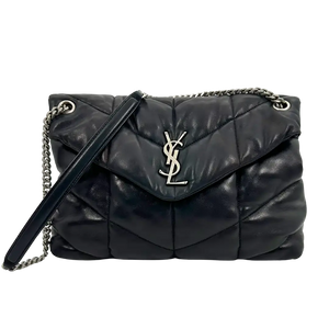 Saint Laurent LouLou Puffer Medium Handtas zwart lamsleer