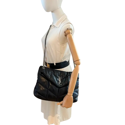 Saint Laurent LouLou Puffer Medium Handtasche schwarz Lammleder / gut Saint Laurent
