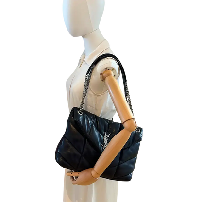 Saint Laurent LouLou Puffer Medium Handtasche schwarz Lammleder / gut Saint Laurent