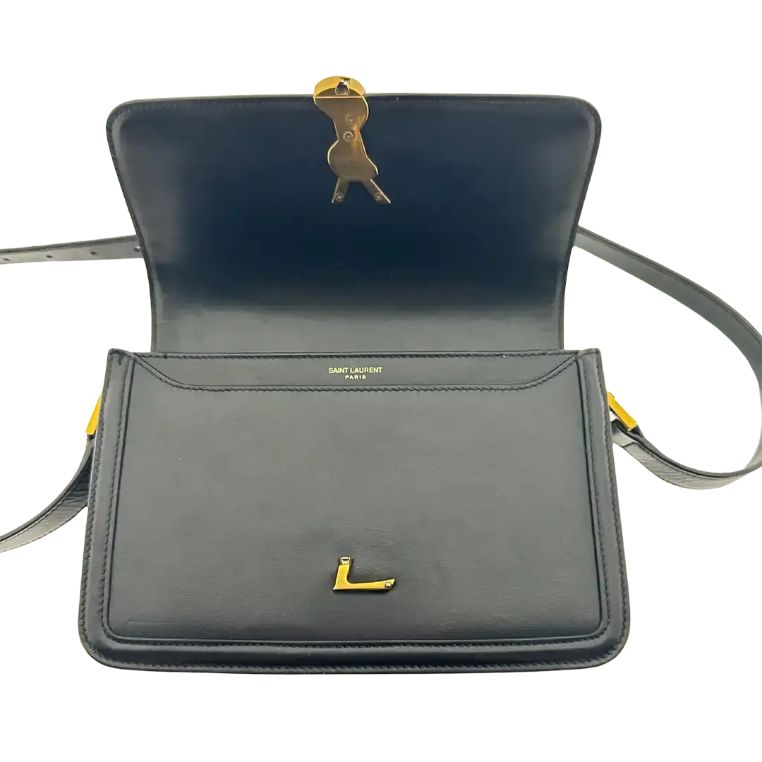 Saint Laurent Solferino Medium schwarz Leder Handtasche / gut Saint Laurent