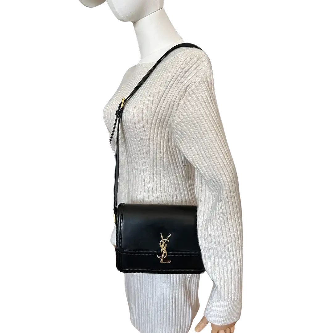 Saint Laurent Solferino Medium schwarz Leder Handtasche / gut Saint Laurent