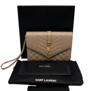 Saint Laurent YSL Cassandre Grain-de-Poudre donkerbeige