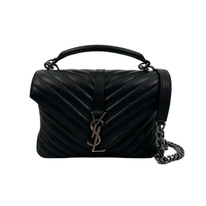 Saint Laurent YSL College Medium Handtasche zwart leer