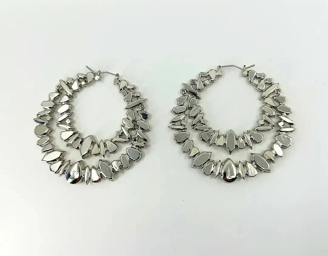 Saint Laurent YSL Crystal Double Hoop Earrings / ungetragen Saint Laurent