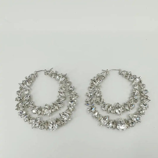 Saint Laurent YSL Crystal Double Hoop Earrings / ungetragen Saint Laurent