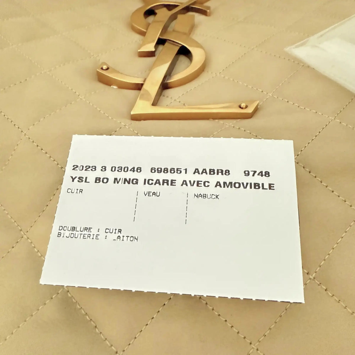 Saint Laurent YSL Icare Maxi Shopper gestepptes Nubukleder beige / neuwertig Saint Laurent