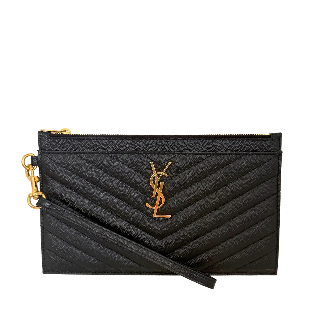 Saint Laurent große Cassandre Pouch Grand de Poudre Leder schwarz / neuwertig Saint Laurent