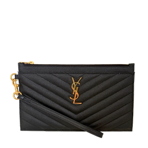 Saint Laurent grote Cassandre Pouch Grand de Poudre leer zwart
