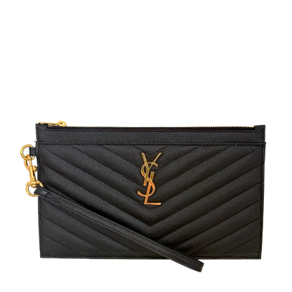 Saint Laurent große Cassandre Pouch Grand de Poudre Leder schwarz / neuwertig Saint Laurent