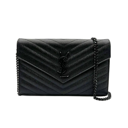 Saint Laurent Chevron Monogram Monochrome Chain Wallet schwarz / sehr gut Saint Laurent