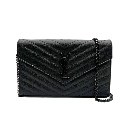 Saint Laurent Chevron Monogram Monochrome Chain Wallet schwarz / sehr gut Saint Laurent
