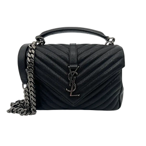 Saint Laurent YSL College Medium handtas zwart lamsleer