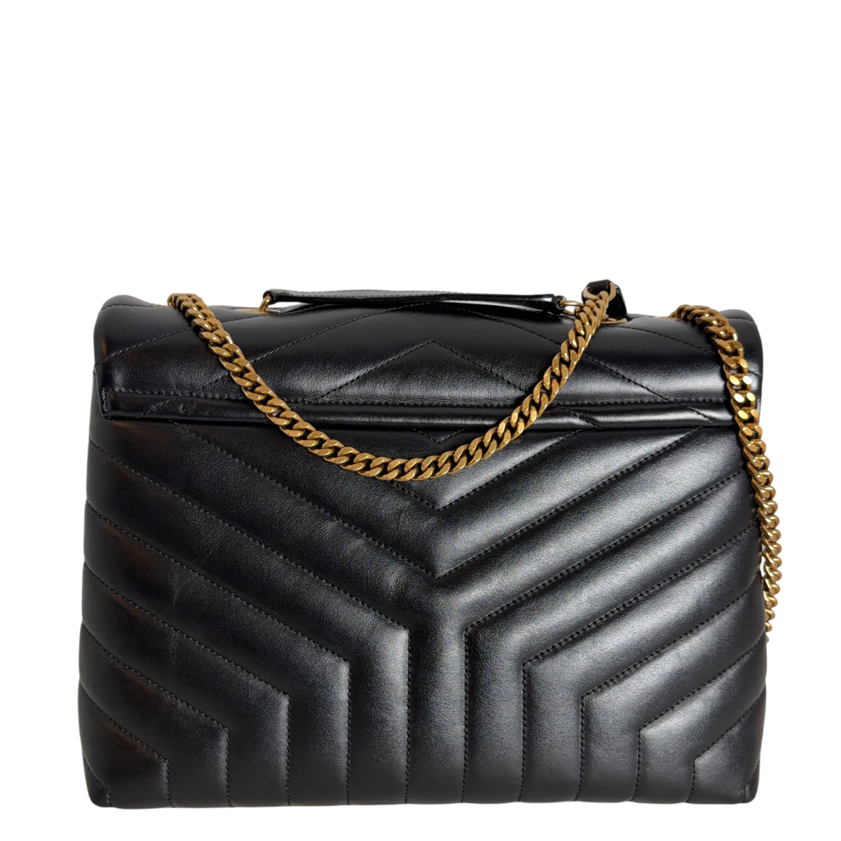 Saint Laurent Loulou Medium Y-Matelassé Kalbsleder Schwarz Gold – Ansicht 3