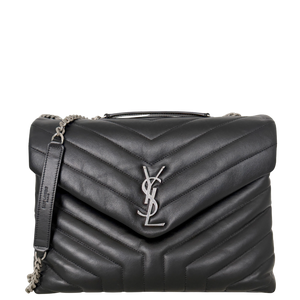 Saint Laurent YSL Loulou Medium leer zwart zilverkleurige hardware