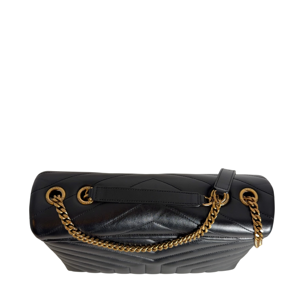 Saint Laurent Loulou Medium Y-Matelassé Kalbsleder Schwarz Gold – Ansicht 5