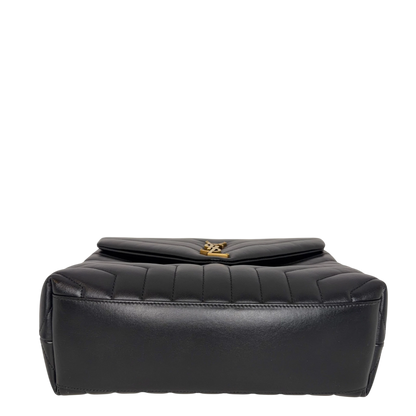 Saint Laurent Loulou Medium Y-Matelassé Kalbsleder Schwarz Gold – Ansicht 4