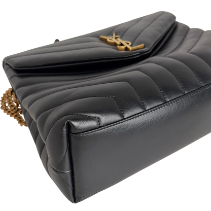Saint Laurent Loulou Medium Y-Matelassé Kalbsleder Schwarz Gold – Ansicht 6