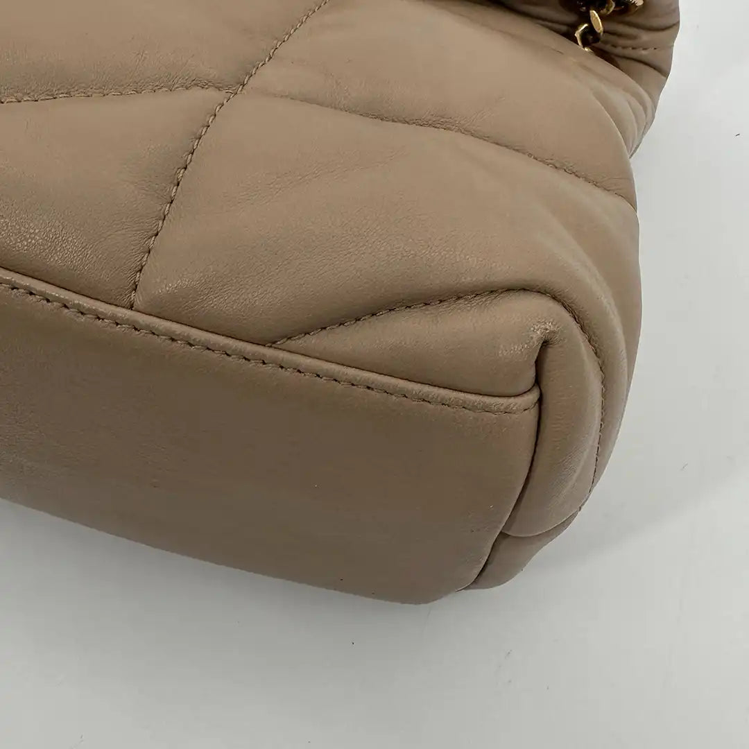 Saint Laurent LouLou Puffer Small Handtasche beige Leder / sehr gut Saint Laurent