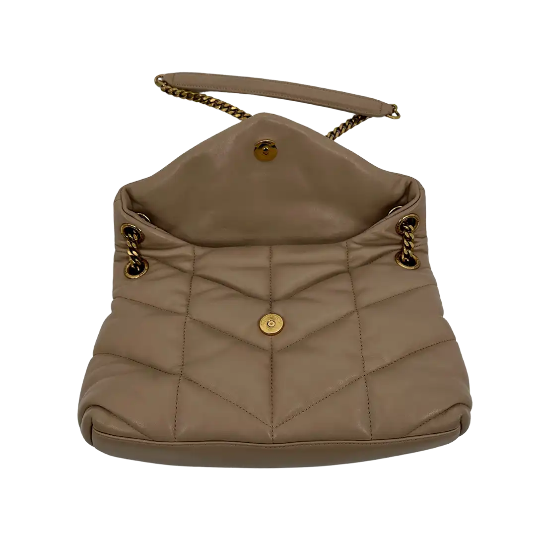 Saint Laurent LouLou Puffer Small Handtasche beige Leder / sehr gut Saint Laurent