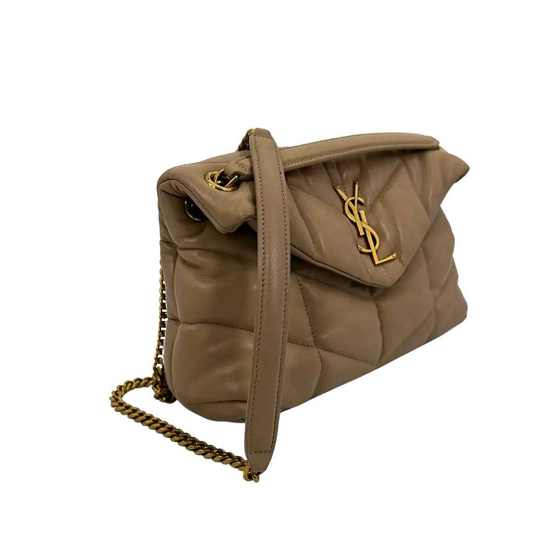 Saint Laurent LouLou Puffer Small Handtasche beige Leder / sehr gut Saint Laurent