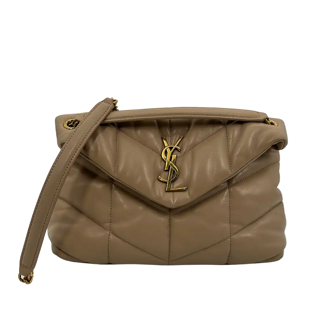Saint Laurent LouLou Puffer Small Handtasche beige Leder / sehr gut Saint Laurent