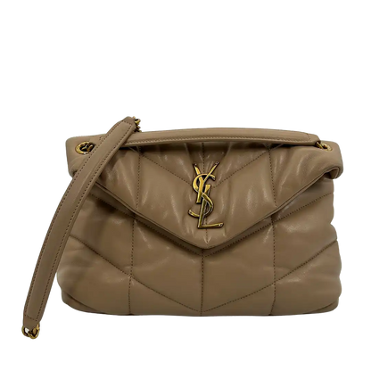 Saint Laurent LouLou Puffer Small Handtasche beige Leder / sehr gut Saint Laurent