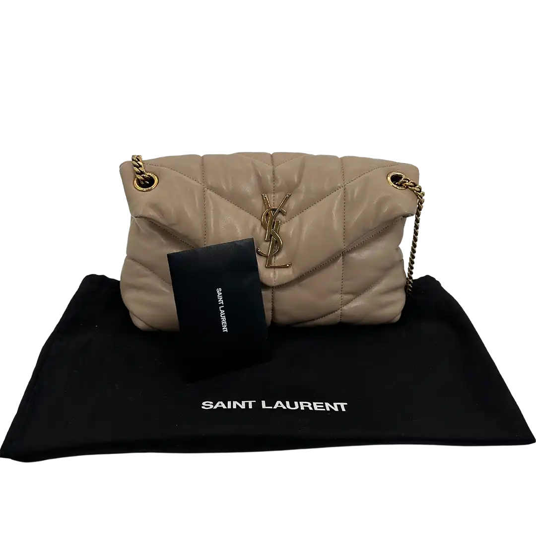 Saint Laurent LouLou Puffer Small Handtasche beige Leder / sehr gut Saint Laurent