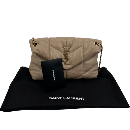 Saint Laurent LouLou Puffer Small Handtasche beige Leder / sehr gut Saint Laurent