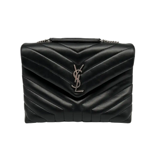 Saint Laurent YSL LouLou Medium gewatteerd leer zwart zilveren hardware