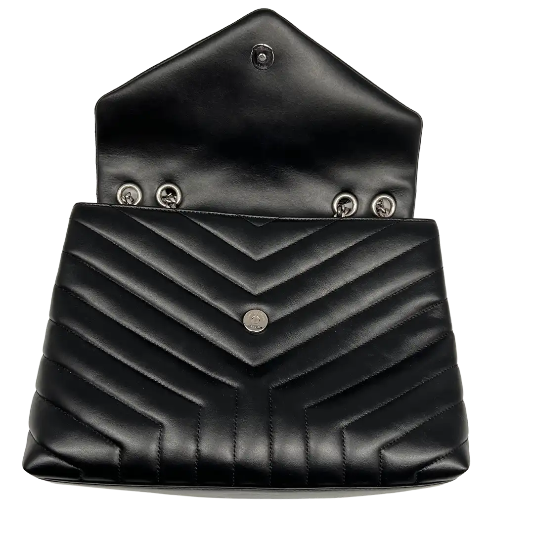 Saint Laurent YSL LouLou Medium gestepptes Leder schwarz silberne Hardware/ sehr gut Saint Laurent