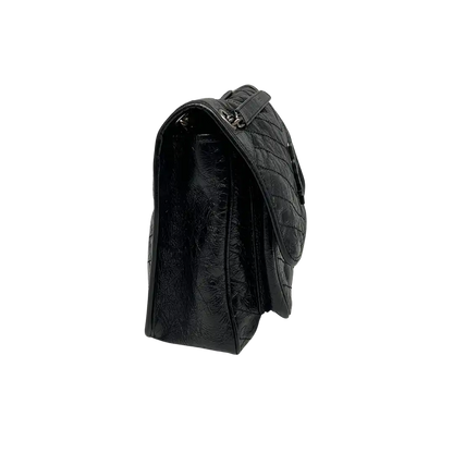 Saint Laurent Niki Large knittriges Vintage Leder schwarz / sehr gut Saint Laurent