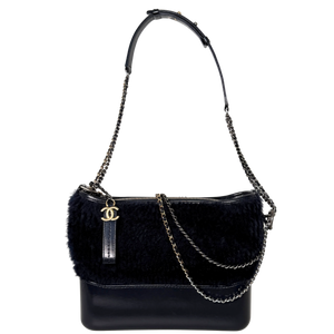 Chanel Gabrielle Hobo Bag klein Shearling Donkerblauw