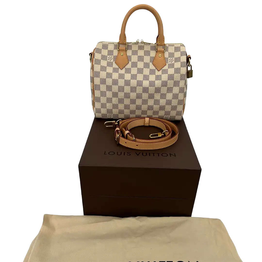 Louis Vuitton Speedy 25 mit Schulterriemen Damier Azur Canvas 2015 Fullset / sehr gut Louis Vuitton