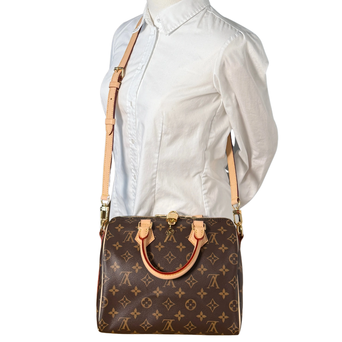 Louis Vuitton Speedy 25 Bandoulière Monogram Canvas Bruin