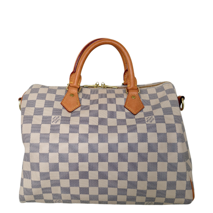 Louis Vuitton Speedy 30 mit Schulterriemen Damier Azur Canvas N40592 / gut Louis Vuitton