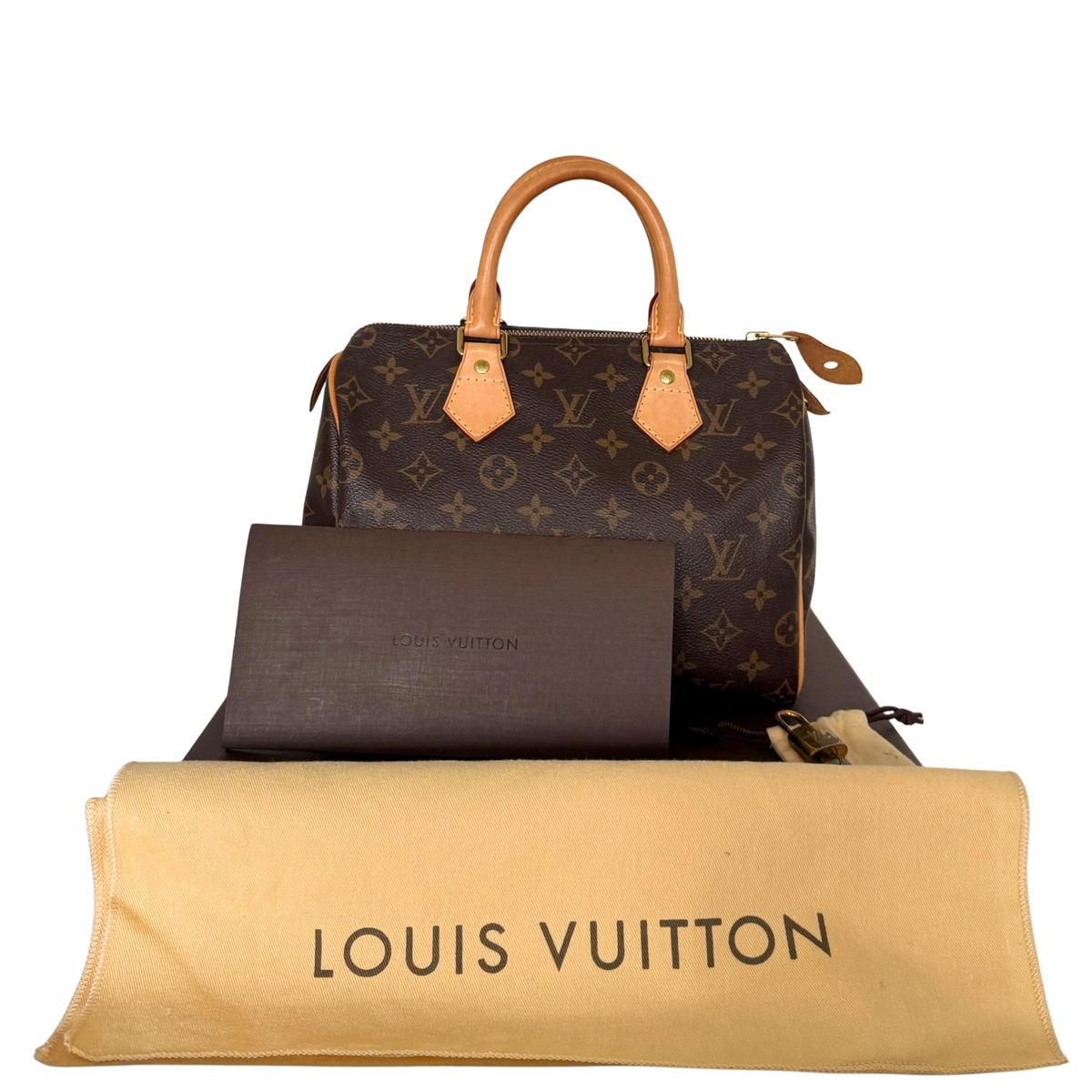 Louis Vuitton Speedy 25 M41528 Monogram Canvas Braun Fullset / gut Louis Vuitton