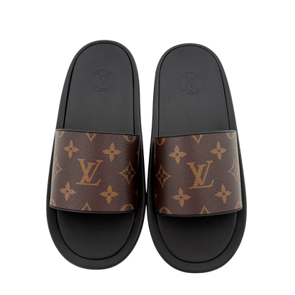 Louis Vuitton Sunbath Flat Mules Monogram Canvas Größe 40 Braun / neuwertig Louis Vuitton