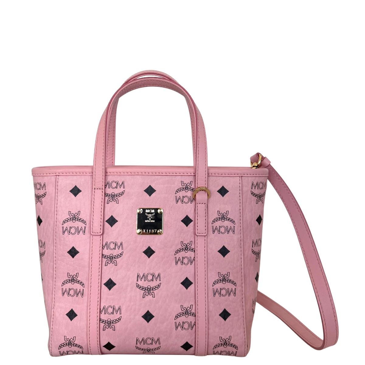 MCM Mini Toni Shopper mit Reißverschluss in Visetos Soft Pink / sehr gut MCM
