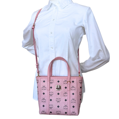 MCM Mini Toni Shopper mit Reißverschluss in Visetos Soft Pink / sehr gut MCM