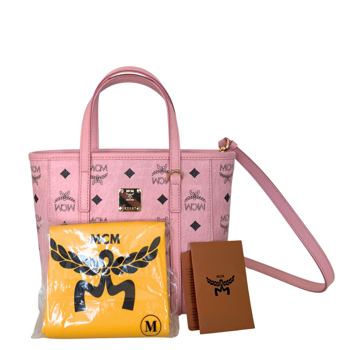 MCM Mini Toni Shopper mit Reißverschluss in Visetos Soft Pink / sehr gut MCM