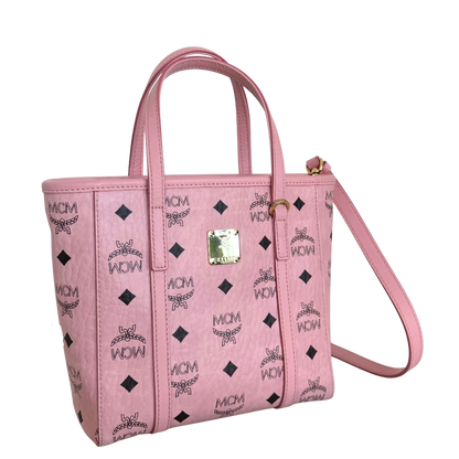 MCM Mini Toni Shopper mit Reißverschluss in Visetos Soft Pink / sehr gut MCM