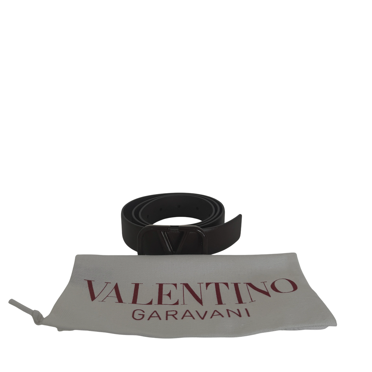 Valentino Garavani VLogo Gürtel aus Leder 80cm Dunkelbraun / neuwertig Valentino