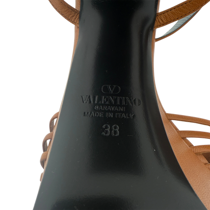 Valentino Garavani Sandal Royal Plateausandalen aus Ziegenleder Braun Größe 38 / neuwertig Valentino