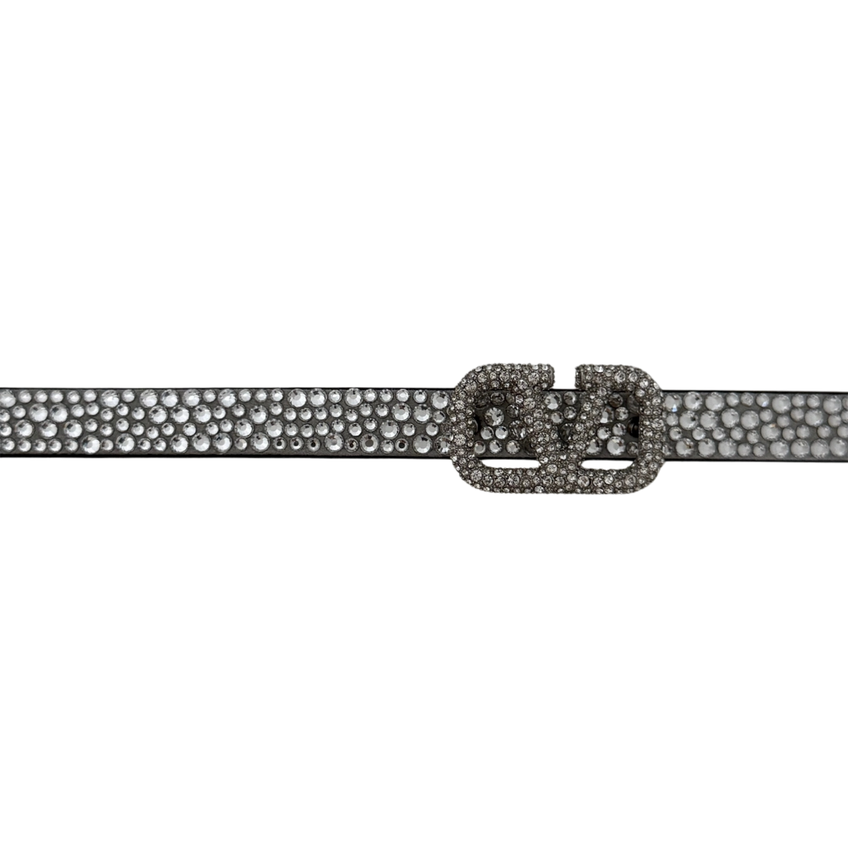 Valentino Garavani VLogo Signature Gürtel mit Kristallen 10 mm Silber / neuwertig Valentino